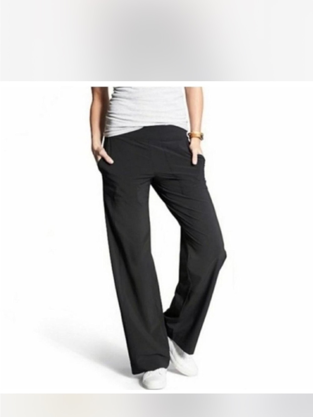Athleta Black Wide-Leg High-Rise Stretch Pants